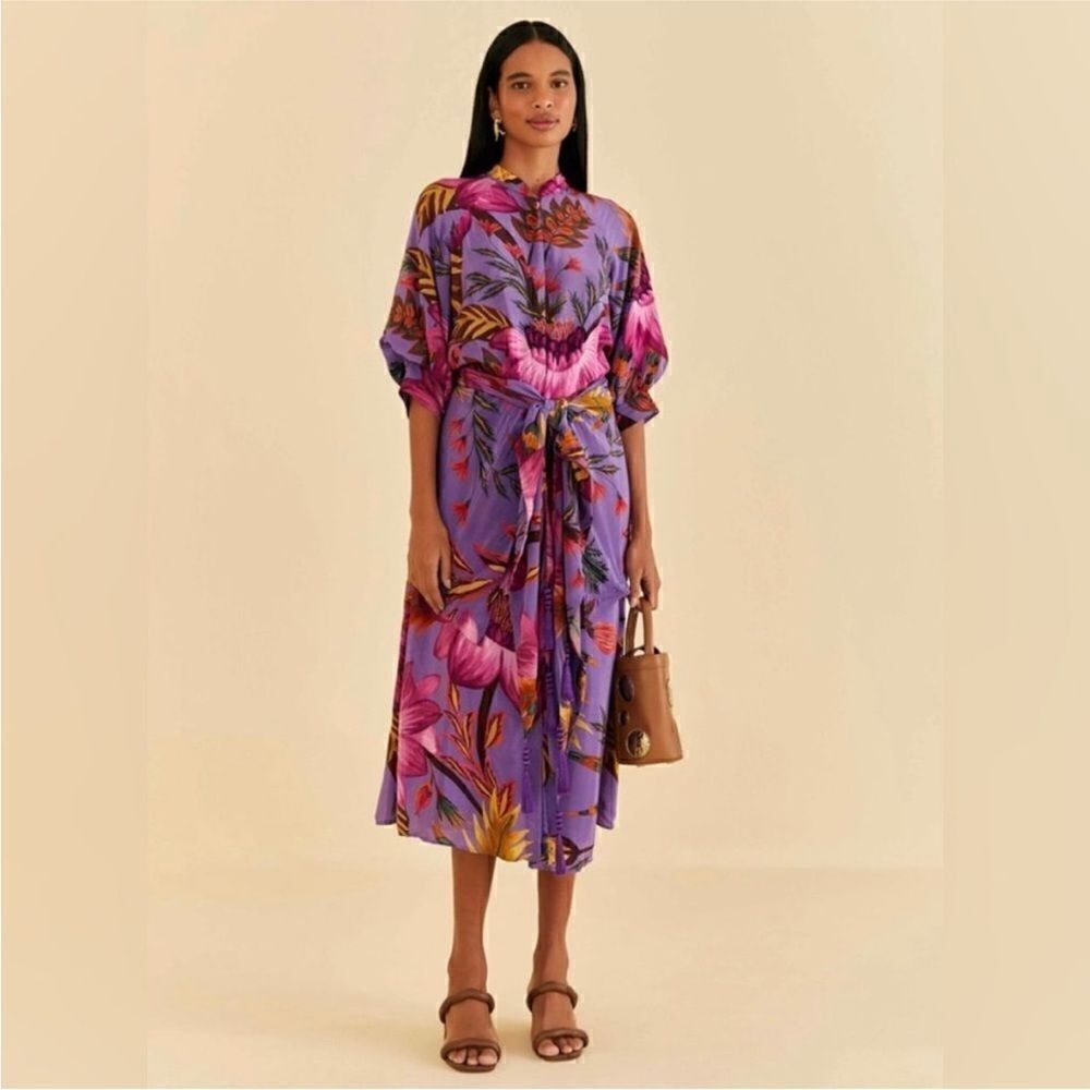 FARM Rio NWT Maxi Flowers Maxi Dress Purple Size XS MSRP $265